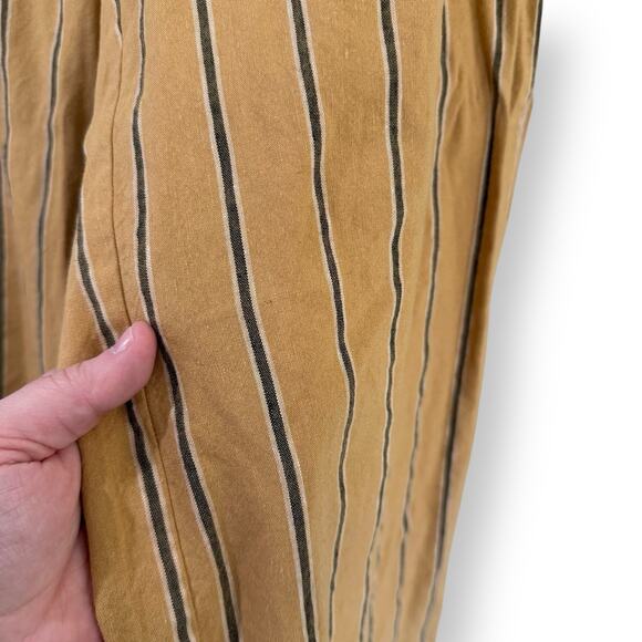 J Jill Emilie Linen Stretch Belted Wide Leg Crop Striped Pants Yellow Size Small - Picture 5 of 14